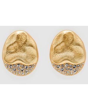 Reiss Tone Francesca Crystal-Detail Molten Stud Earrings - Metallic