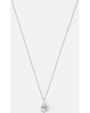 Accessorize Pear Cut Pendant Necklace - White