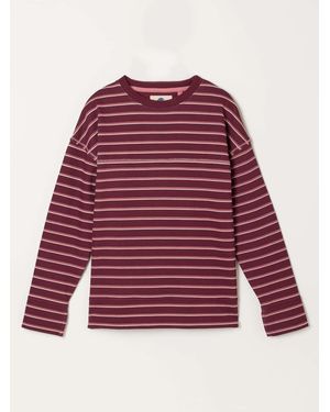 FatFace Fatface Airlie Stripe Crew Sweat Top - Red