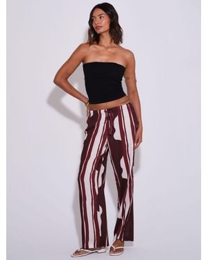 South Beach Striped Wide Leg Pants - Red