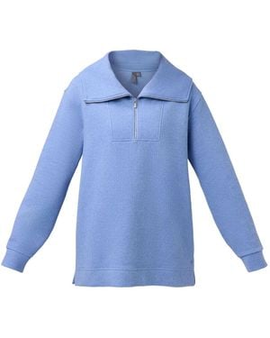 Sweaty Betty Tranquil Rib Half Zip Longline Sweatshirt - Blue