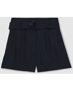 Reiss Lana Twill Belted Relaxed Shorts - Blau