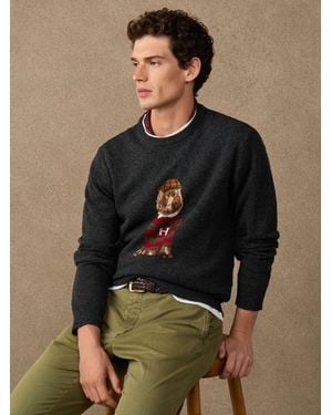 Hackett Merino Wool Harry Crew Neck Sweater - Brown