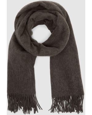 Reiss Mocha Picton Wool And Cashmere Scarf - Black