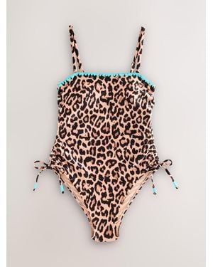 Never Fully Dressed Never Fully Dressed Leopard Tummy Control Bandeau Swimsuit - Natural