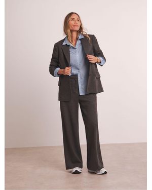 JD Williams Anthology By Premium Brushed Herringbone Wide Leg Pants - Natural