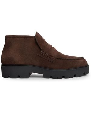 Tommy Hilfiger Monogram Suede Penny Loafer Boots - Brown