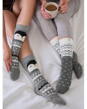 Totes Original Slipper Socks 2 Pack - Gray