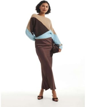 River Island Satin Maxi Skirt - Brown
