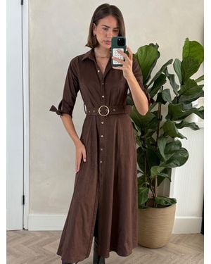Style Cheat Suedette Daphne Kleid Mit Gürtel - Braun