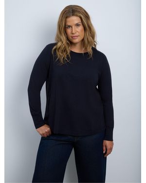 Live Unlimited Cotton Slub Scoop Neck Long Sleeve Top - Blue