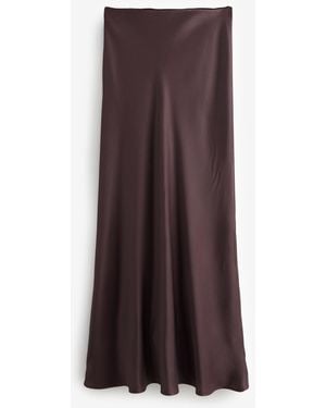 Next Satin Midi Skirt - Brown