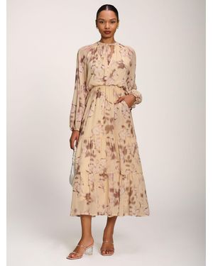 Jolie Moi Chiffon Tie Neckline Midaxi Dress - Natural