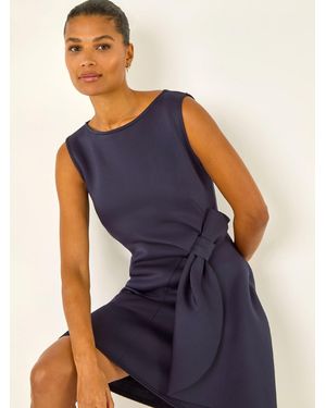 Roman Tie Waist Premium Stretch Dress - Blue