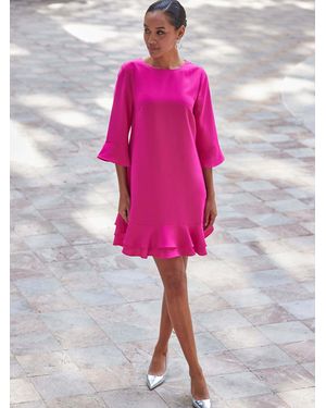Sosandar Ruffle Hem Shift Dress - Pink