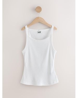 Self Square Neck Vest - White