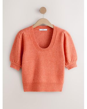 Next Puff Sleeve Knitted Top - Orange
