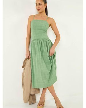 Roman Petite Strappy Drop Waist Dress - Green