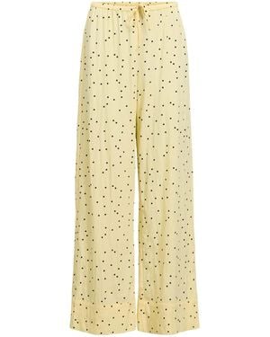 Object Polka Dot Wide Leg Pants - Yellow