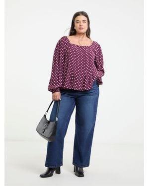 Simply Be Print Tea Blouse - Red