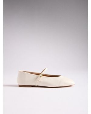 The Set Premium Leather Suede Maryjane Shoes - Natural
