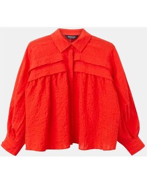 Whistles Textu Frill Detail Blouse - Red