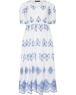 M Com Embroidered Maxi Dress - Blue