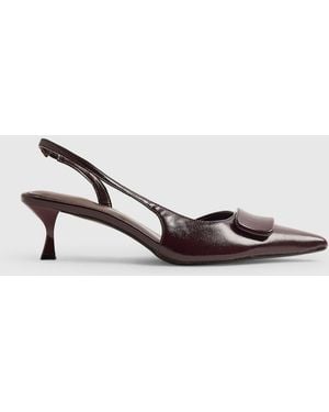 River Island Faux Leather Slingback Court Heels - White
