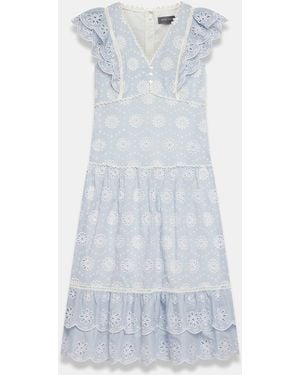 Mint Velvet Broderie Midi Dress - Blue