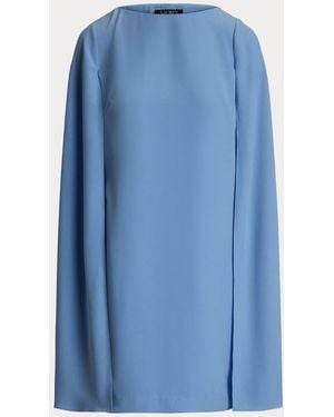 Ralph Lauren Cape Georgette Cocktail Mini Dress - Blue