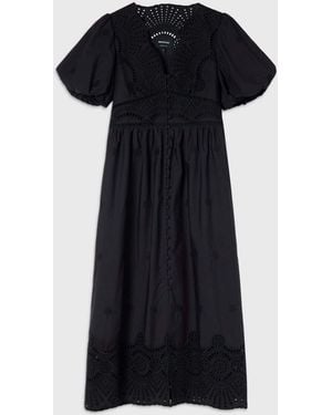 Whistles Cotton Broderie V-Neck Dress - Black