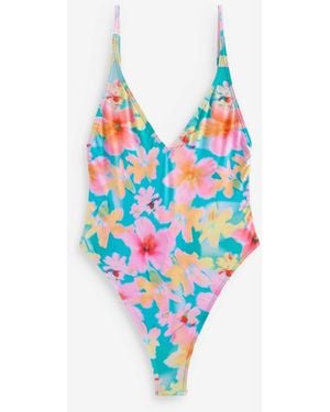 Billabong Floral Pipe Dreams Deep V-Neck Swimsuit - White