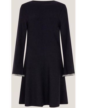 Monsoon Tate Embellished Long Sleeve Knit Mini Dress - Blue