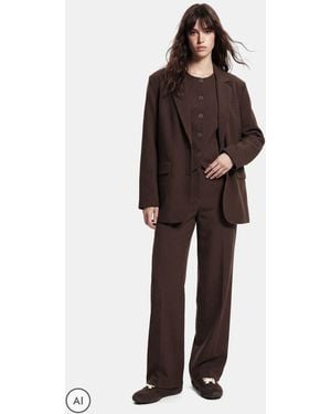 Pieces Wide Leg Tailored Trousers - Brown