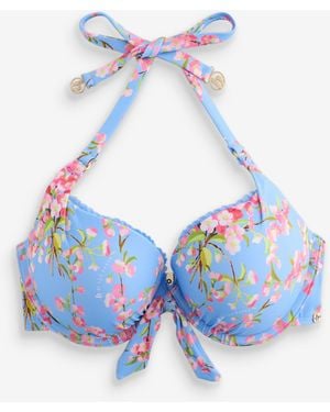 Ted Baker Wired Plunge Floral Bikini Top - Blue
