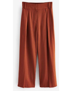 Next Hose Mit Weitem Bein, Elastischem Bund Und Leinenanteileu 36 Petite (Uk 4 P) - Braun
