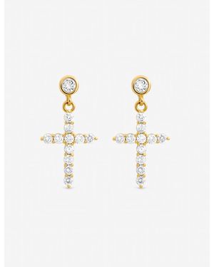 Jon Richard Tone Cubic Zirconia Cross Earrings - Metallic