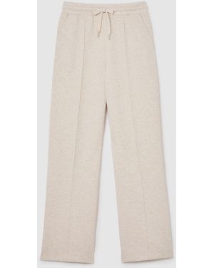 Reiss Neutral Marl Jemma Premium Interlock Wide-Leg Sweatpants - Natural