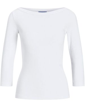 JJXX 3/4 Sleeve Boatneck Fitted Long Sleeve Top - White