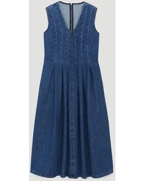 Hush Priya Denim Pleat Release Dress - Blau