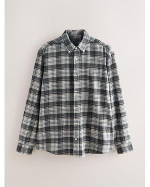 Next Signature Long Sleeve Check Shirt - Gray