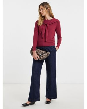 JD Williams Scarf Detail V-Neck Sweater - Red