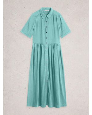 White Stuff Rylee Double Cloth Shirt Dress - Blue