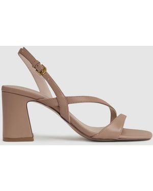 Reiss Alice - Nude Strappy Leather Heeled Sandals, Us 8 (uk 6) - Natural