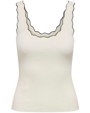 Jdy Knitted Vest With Scallop Edge - Natural