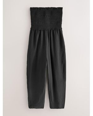 Next Bandeau Shirred Body Barrel Leg Jumpsuit - Black