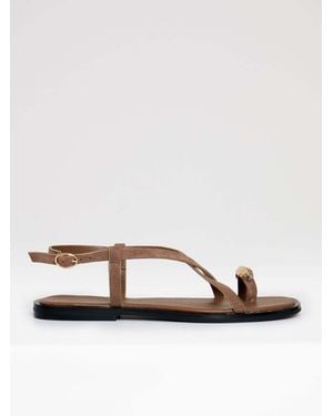 Threadbare Cross Strap Toe Loop Sandals - Brown