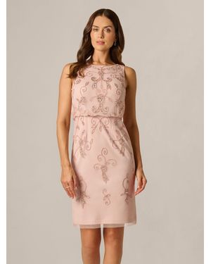 Adrianna Papell Studio Bead Blouson Dress - Natural