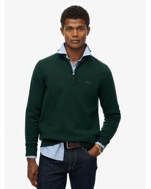 Superdry Wool Blend Half Zip Sweater - Green