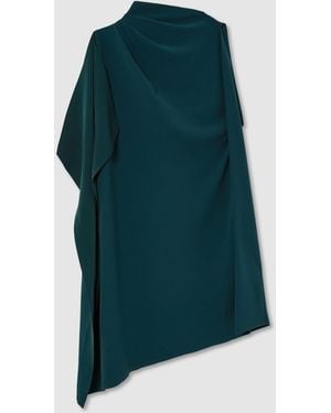 Reiss Ellery - Teal Green One-shoulder Draped Mini Dress, Us 8 - Blue